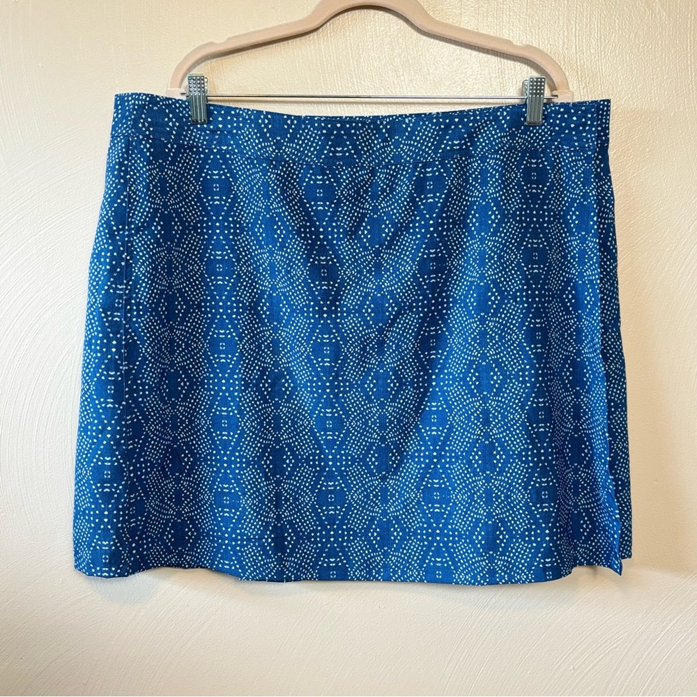Rip Skirt Hawaii Women’s Wrap Hook Loop Geometric Print Blue White Spandex‎ 2 XL